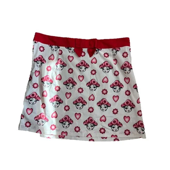 NWT SMAK PARLOUR Mushroom Girl 60s Retro Style Mini Skirt 2x/18 Red White - Picture 1 of 7